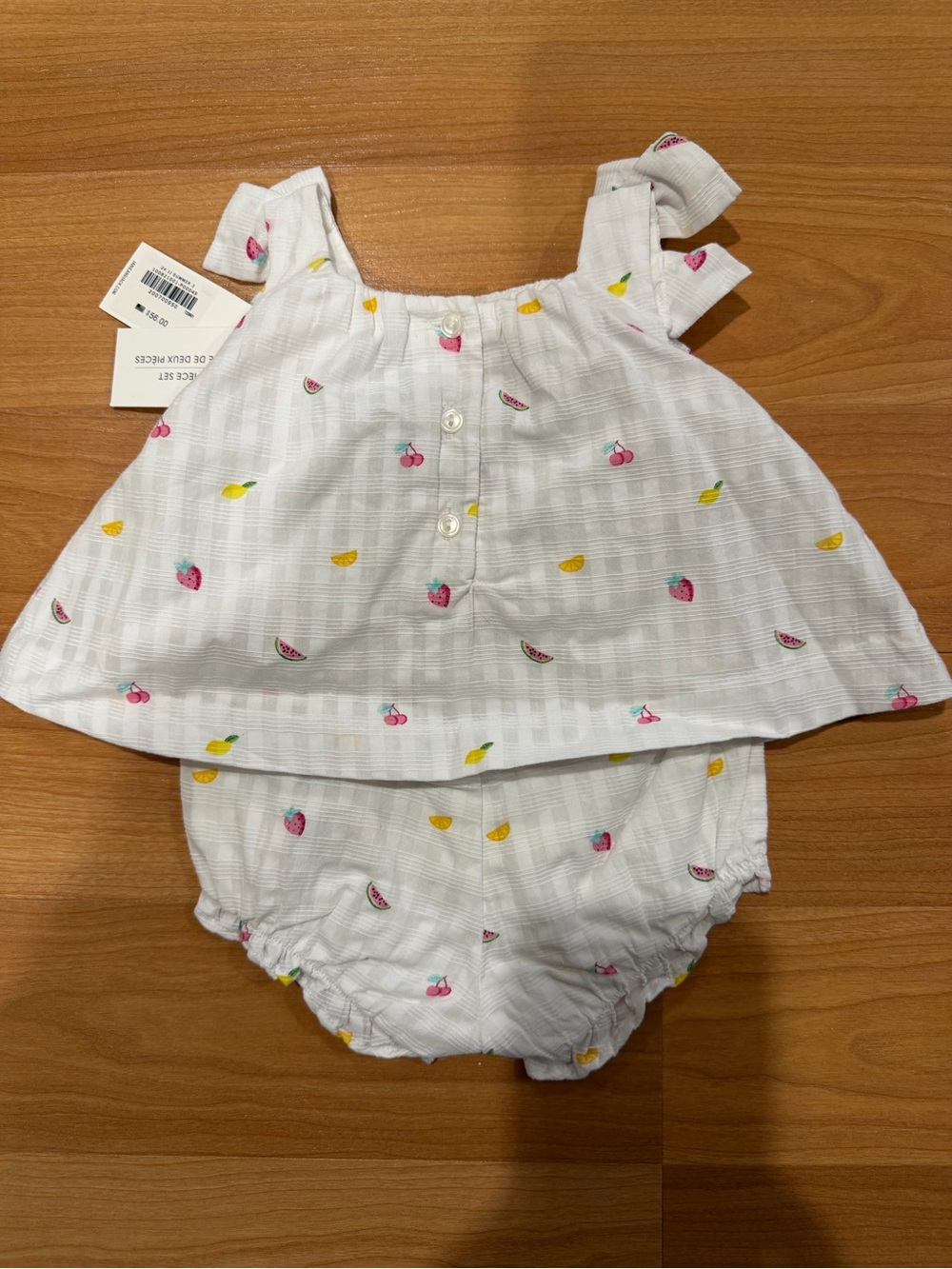 NWT - Janie and Jack White Baby Fruit Print Two-Piece Set size 0-3 months